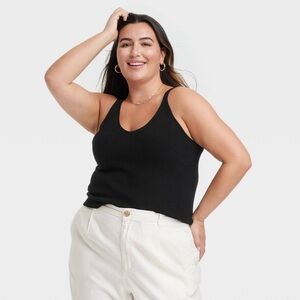 A New Day Women’s Black‎ Ribbed Sweater Tank Top size 4X NWT